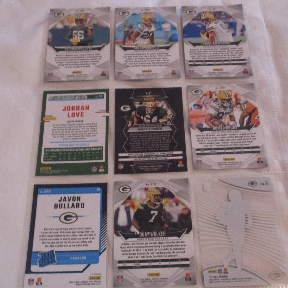 GREEN BAY PACKERS (9) Card Mixed Football Lot